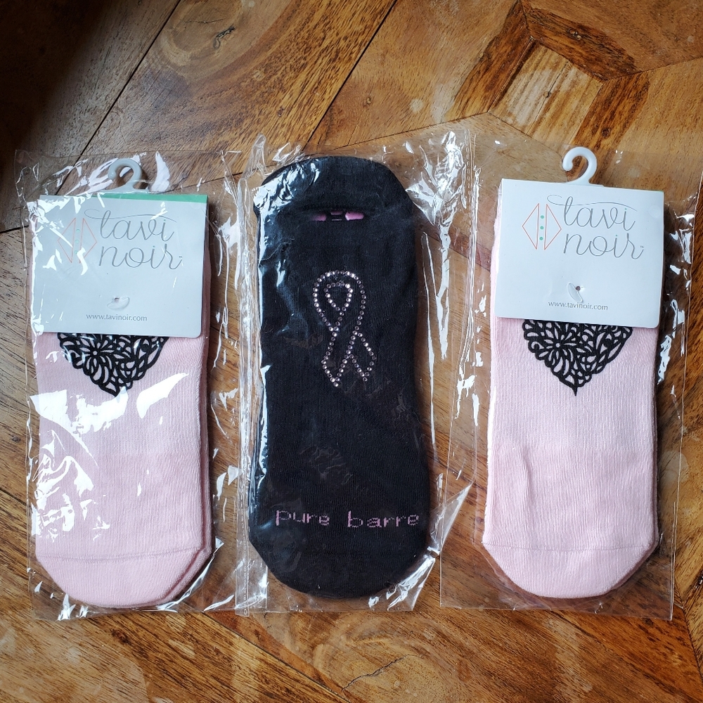 NWT Tavi Noir Grip Savvy Adore Pilates Socks and Pure Barre Small (Bundle of 3)